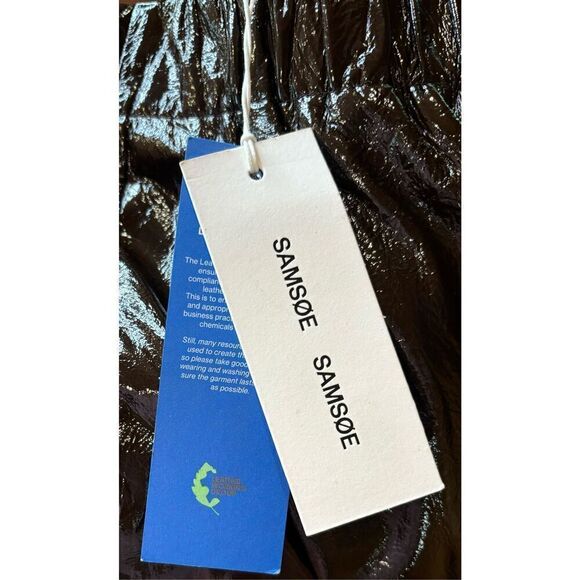 Samsoe Samsoe Paloma Trousers in Lambskin in Chocolate Plum Brown Lambskin Leath - Picture 6 of 9